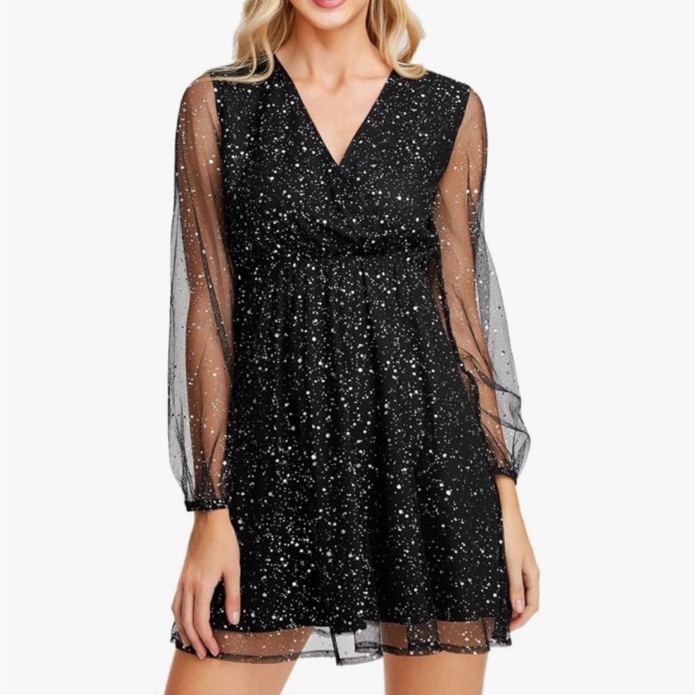 BRAND NEW Women’s Sheer mesh long sleeve mini dress